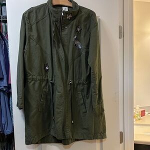 CAbi Green Utility Jacket with Embroidered Details